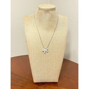 Vintage Swarovski Abby Floral Pendant Necklace in Silver Metal